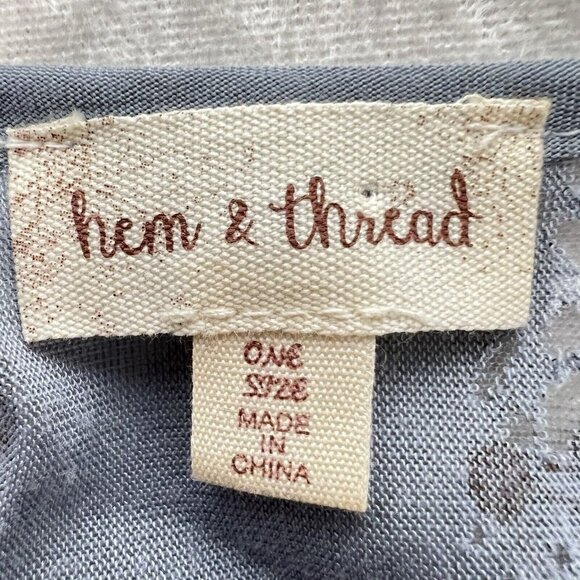 HEM & THREAD Sheer Paisley Duster Kimono Top Cover Burnout Fabric Fringe Blue - Picture 2 of 10